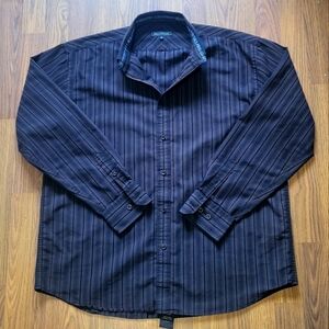 bellissimo Mens Long Sleeve Collard Stripped Dress Shirt Size XL